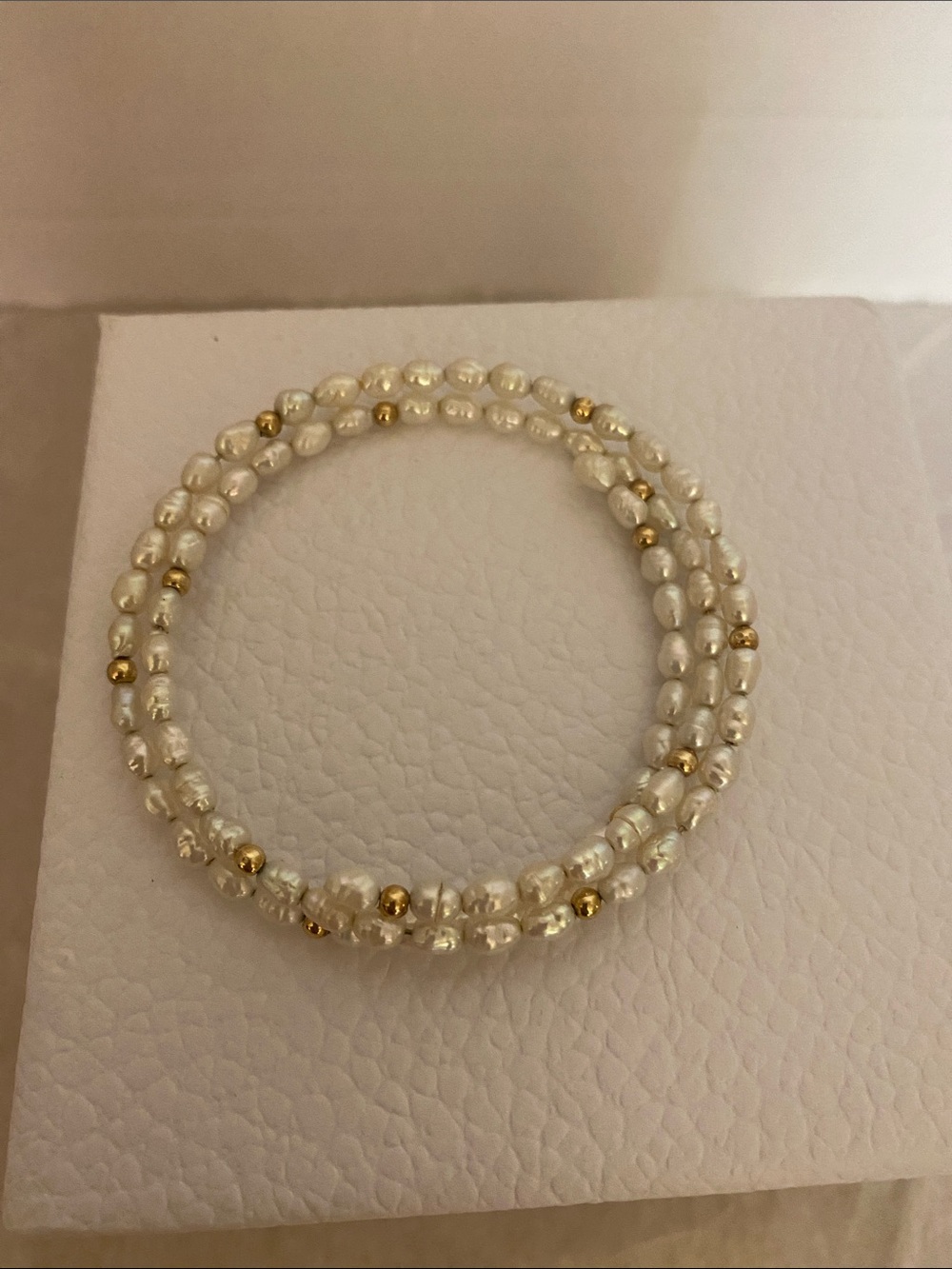 Gold-Accented White Freshwater Pearl Wrap Bracelet